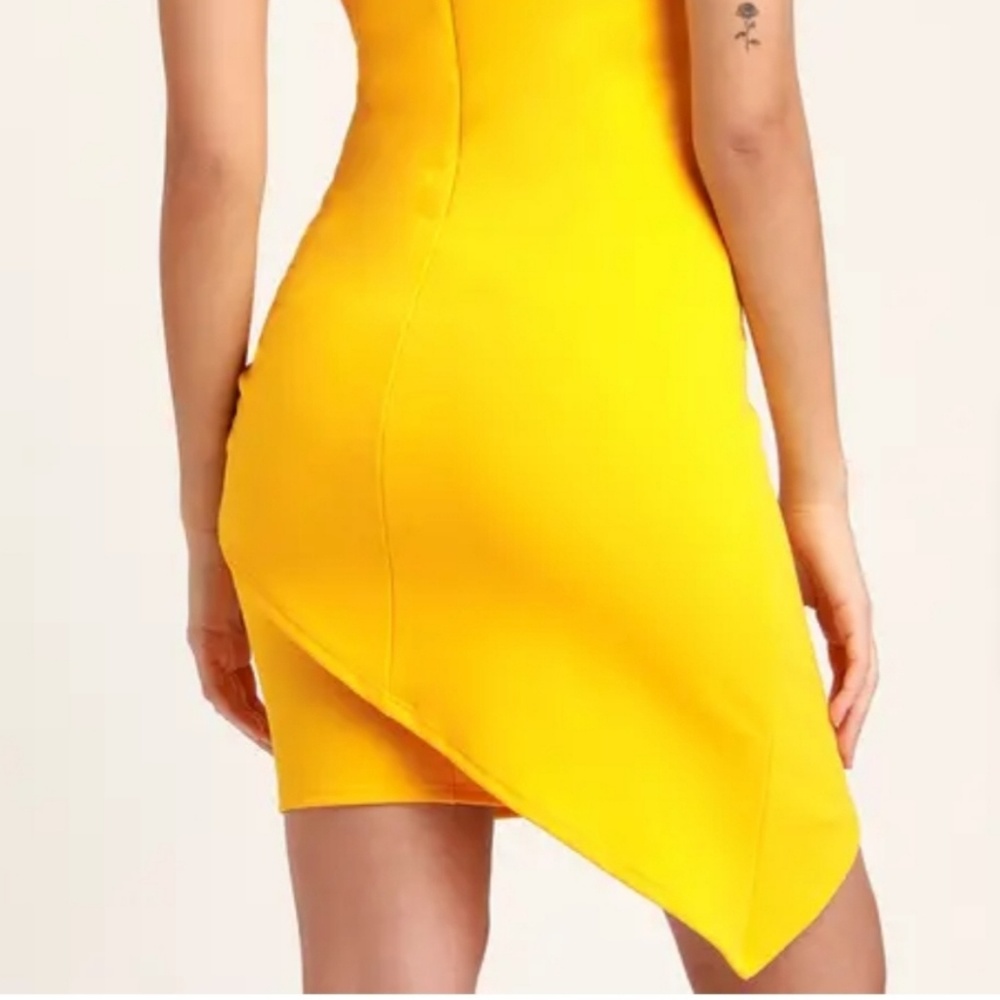 Lulus Yellow Ruched Bodycon Halter Dress - Picture 2 of 5
